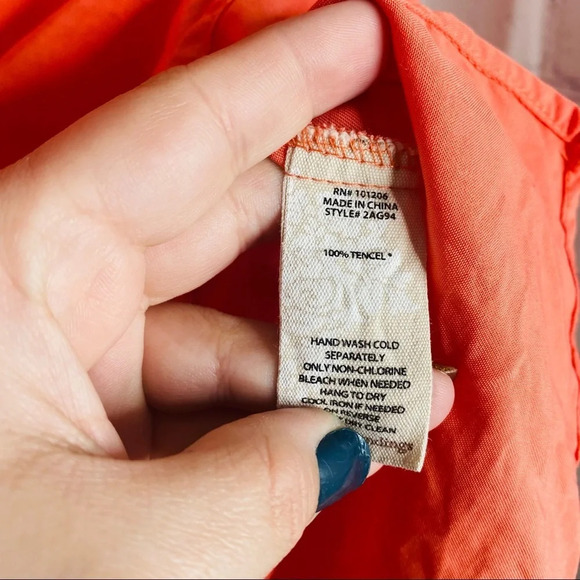 Soft Surroundings Coral Tangerine Cold Shoulder Tencel Shirt Small - Picture 6 of 11